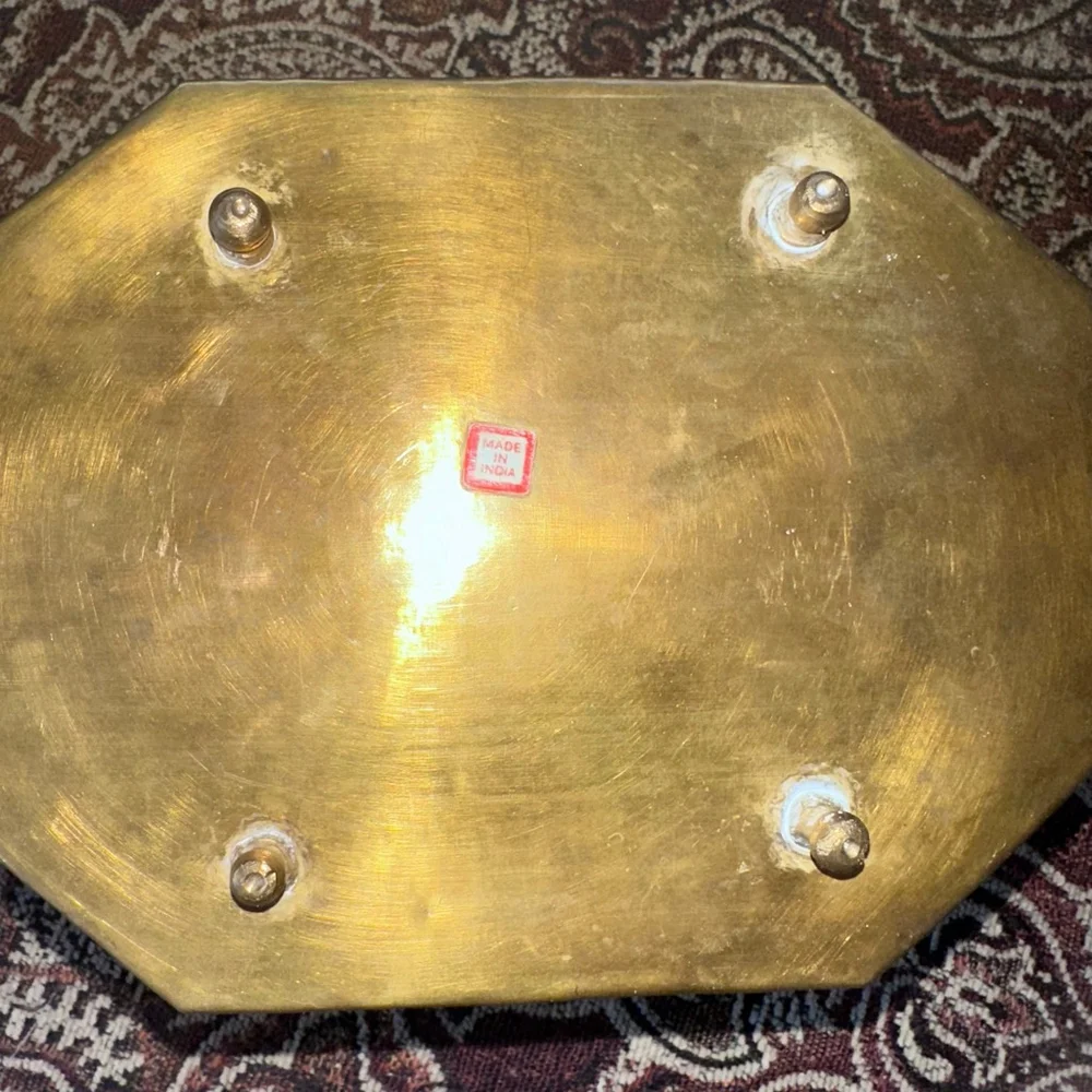 Vintage Brass Cricket Trinket Box Hinge Lid Footed Handle & Latch MCM India